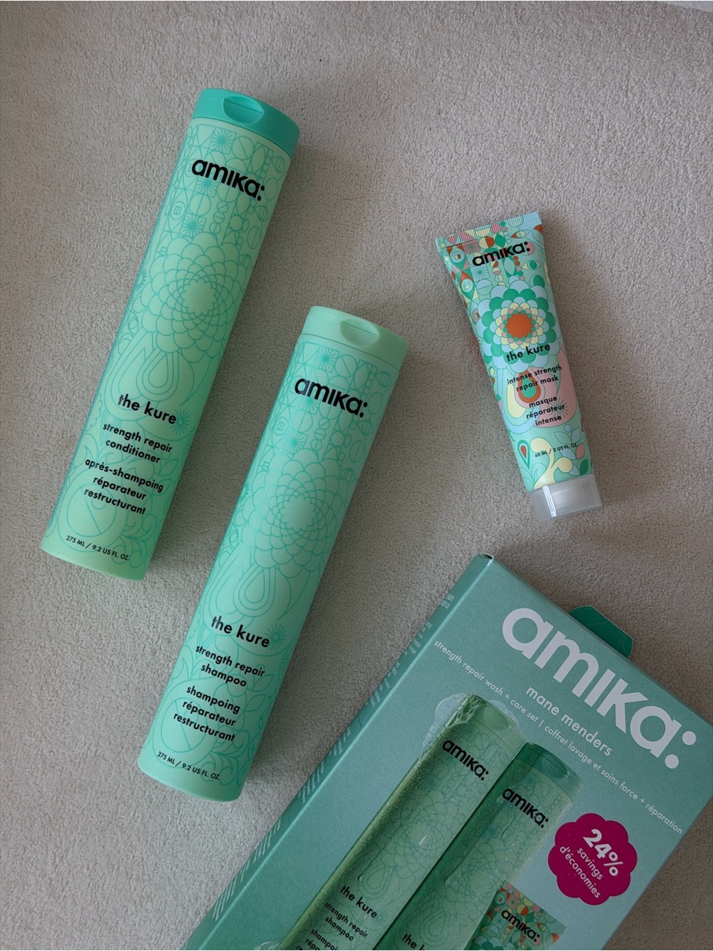 Amika The Kure Strength Repair Shampoo, Conditioner & Treatment Set